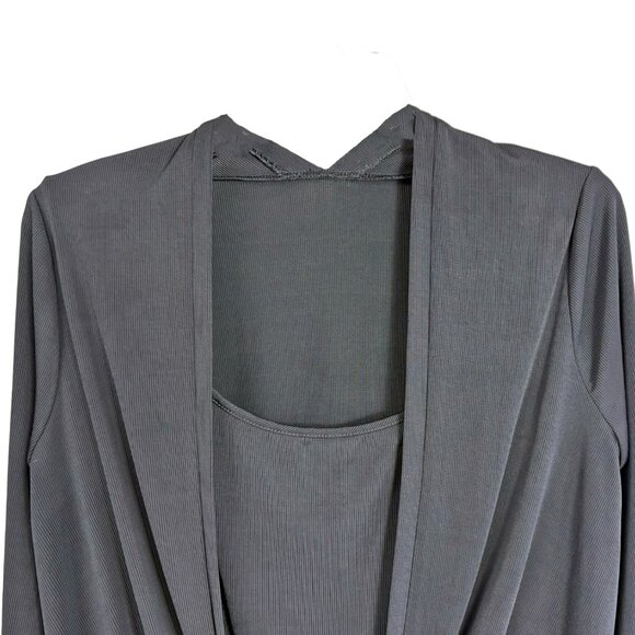 BCBGMAXAZRIA Black Surplice Wrap Long Sleeved Bodysuit - Picture 3 of 11